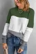 Green Color Block Netted Texture Pullover Sweater