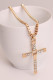 Collier chaîne en alliage avec pendentif croix strass doré