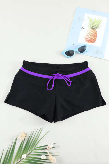 Violet Strap Trim Zwart Dames Zwemen Boardshort