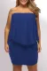 Vestido mini poncho azul en capas de talla grande