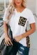 T-shirt blanc à imprimé léopard Splicing