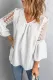 White Lace Hollow-out Flare Sleeve V Neck Blouse