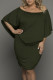 Plus size Multiple Dressing Layered Army Green Mini Poncho Dress