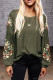 Green Floral Embroidery Long Sleeve Top