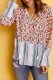 Разноцветная блузка свободного кроя в полоску с цветочным принтом