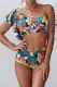 Multicolor Floral Print Ruffled Single Shoulder High Waisted Swimsuit