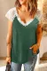 Green Lace Knit Cap Sleeve Top
