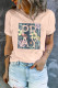 T-shirt à manches courtes roulotté à imprimé fleuri rose PRAY