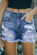 Shorts jeans azul cintura alta com bainha crua