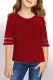 Fiery Red Girl's 3/4 Bell Sleeve Mesh Panel Blouse