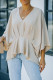 Apricot Pleated Batwing Sleeve V Neck Blouse