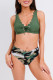 Costume da bagno bikini con scollo a V con lacci e lacci mimetici verde militare