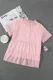 Blusa de manga corta con volantes de lunares suizos y cuello simulado rosa de talla grande