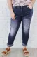 Синие джинсы скинни с необработанным краем со средней талией и потертостями больших размеров