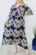 Robe longue bleu marine à imprimé floral grande taille