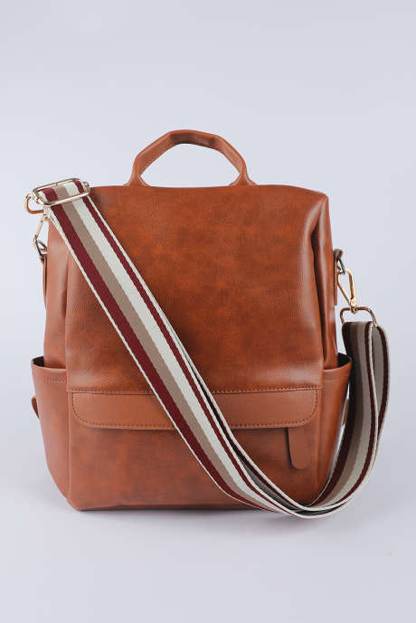 Fiery Red Contrast Stripe Wide Shoulder Bag Strap