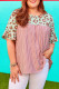 Top de talla grande con estampado de rayas de leopardo rojo