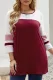 Fiery Red Black Colorblock 3/4 Sleeve Plus Size Top