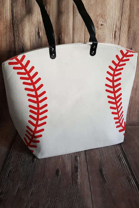 White Baseball Element Pu Leather Bag