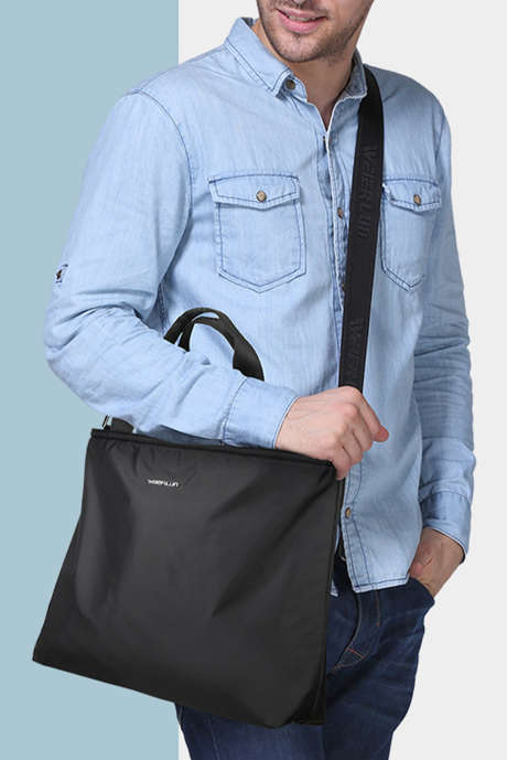 Black Large Capacity Nylon Men's Crossbody Bag