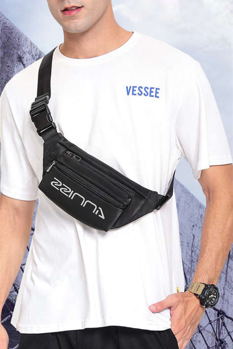 Black Adjustable Strap Zipped Men's Chest Bag