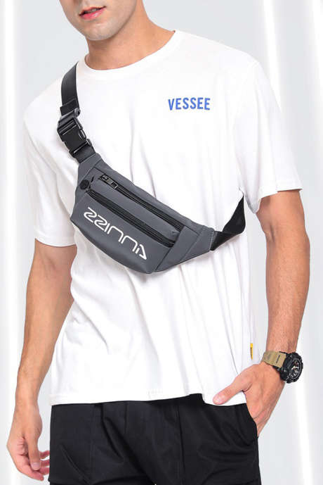 Gray Adjustable Strap Zipped Men's Chest Bag