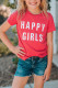 تي شيرت مطابقة للعائلة وطباعة أحرف HAPPY GIRLS للفتيات الصغيرات