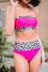 Bikini bandeau rose à imprimé léopard