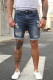 Blue Slim-fit Ripped Men's Jean Shorts