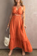 Orange Ruffled Cut-out Spaghetti Strap Sleeveless Long Dress