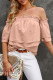Pink Swiss Dot Ruffled Off The Shoulder Blouse