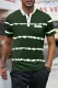 Green Striped Buttoned Men's T-shirt