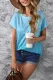 Sky Blue Gradient Color Short Sleeve T-Shirt with Pocket