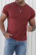 Red Solid Basic Crewneck Short Sleeve Men's T-shirt