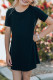 فستان أسود قصير الأكمام للفتيات المطابقة للأسرة
