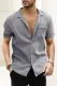 Gray Buttoned Short Sleeve Men's Shirt with Pocket