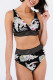 Black Floral Print High Waisted Swimsuit