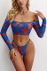 African Print Long Sleeve Two Piece Bathing Suit