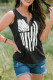 Black Casual National Flag Button Graphic Tank Top