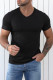 Черная однотонная мужская футболка с V-образным вырезом