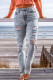 Sky Blue Fading Wash Distressed Casual Jeans