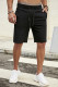 Black Solid Pockets Drawstring High Waist Men's Casual Shorts