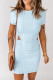 Sky Blue Cut out Rib Knit Short Sleeve Mini Dress