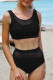 Black Mesh Splicing High Waisted Swimsuit Set