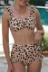 Costumi da bagno bikini a vita alta arruffati con stampa leopardata