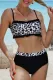 Black Frilled Leopard Bandeau High waisted swimsuits