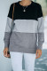Colorblock Black Contrast Stitching Sweatshirt with Slits