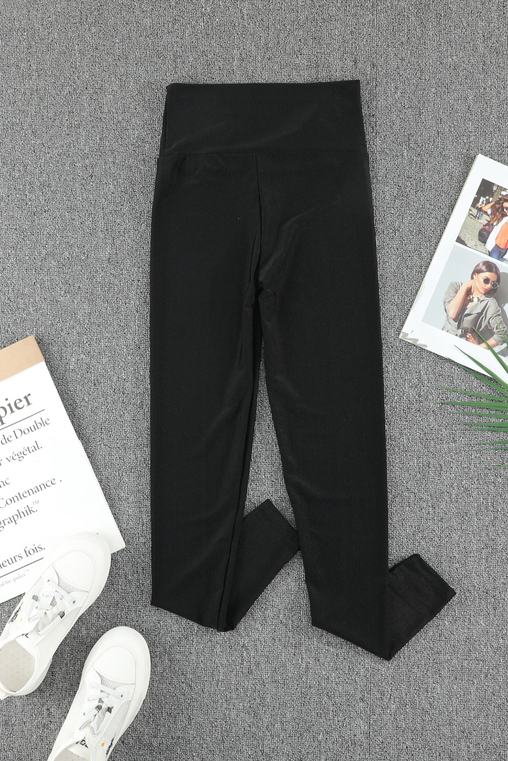 $3.8 Black High Rise Tight Leggings with Waist Cincher Wholesale