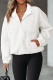 Weißes Fleece-Sweatshirt mit halber Knopftasche und Taschen