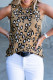 Camiseta de gola redonda com estampa de leopardo